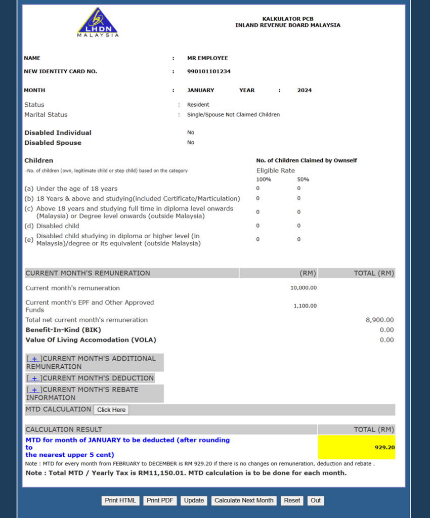 step 6 calculation result